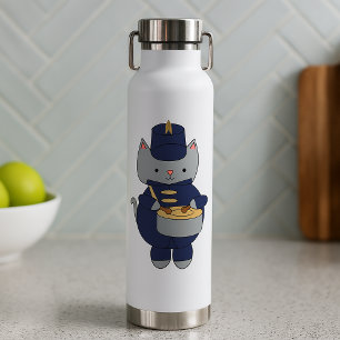 Illustratie van een schattige grijze kat in een ma waterfles