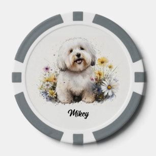 Illustratie van een schattige hond - Coton de Tule Poker Chips
