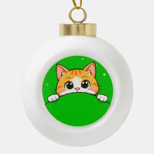 Illustratie van een schattige kat keramische bal ornament (Voorkant)