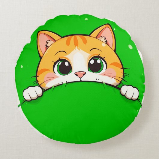 Illustratie van een schattige kat rond kussen (Voorkant)