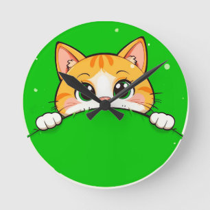 Illustratie van een schattige kat ronde klok
