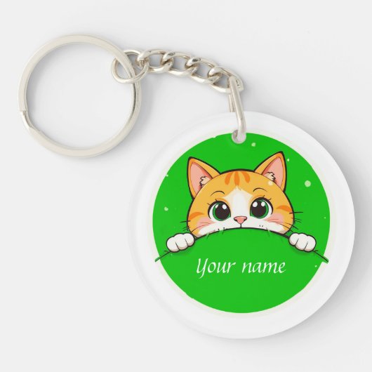 Illustratie van een schattige kat sleutelhanger (Voorkant)
