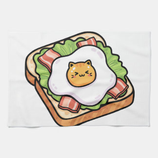 Illustratie van een schattige Kawaii kat gebakken  Theedoek