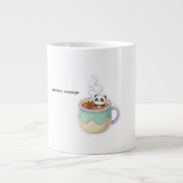 Illustratie van een schattige Kawaii-panda in een Grote Koffiekop