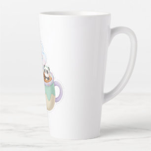 Illustratie van een schattige Kawaii-panda in een Latte Mok