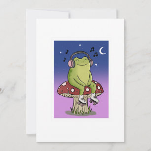 Illustratie van een schattige kikker die muziek lu kaart