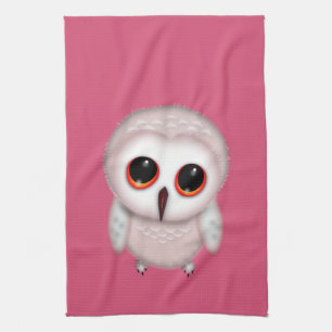Illustratie van een schattige kleine uil theedoek