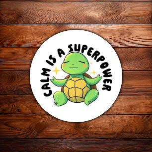 Illustratie van een schattige mediterende schildpa ronde sticker