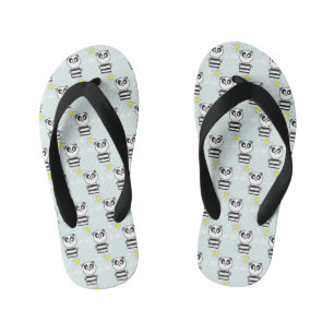 Illustratie van een schattige panda kinder teenslippers