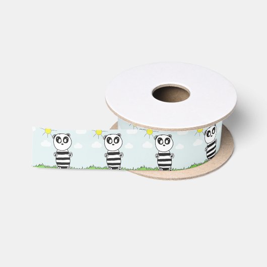 Illustratie van een schattige panda satijnen lint (Spoel)