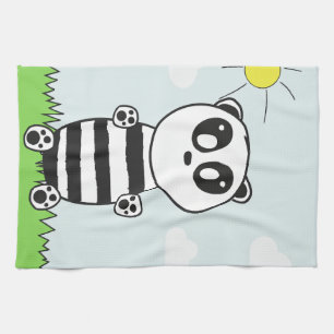 Illustratie van een schattige panda theedoek