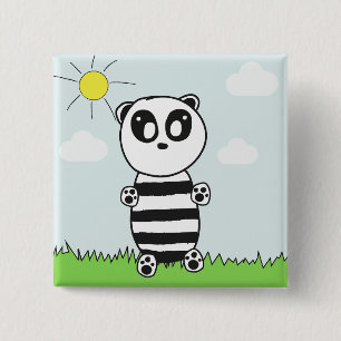 Illustratie van een schattige panda vierkante button 5,1 cm
