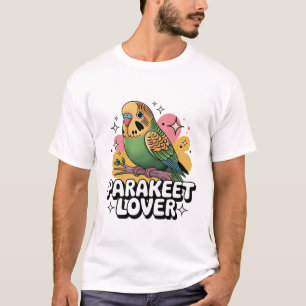 Illustratie van een schattige parkiet Kleurrijke T-shirt