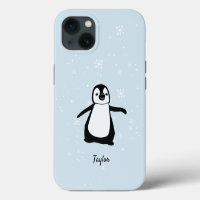 Illustratie van een schattige pinguïn Blauw Sneeuw
