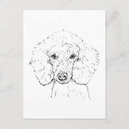 Illustratie van een schattige poedel, handgetekend briefkaart