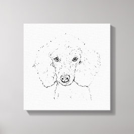 Illustratie van een schattige poedel, handgetekend canvas afdruk