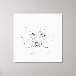 Illustratie van een schattige poedel, handgetekend canvas afdruk