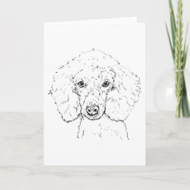 Illustratie van een schattige poedel, handgetekend kaart