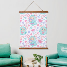 Illustratie van een schattige puppy hangend wandkleed