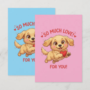 Illustratie van een schattige puppy met hart bedankkaart