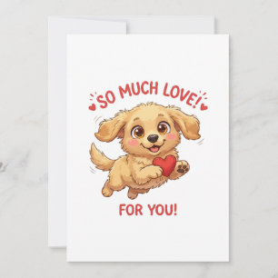 Illustratie van een schattige puppy met hart bedankkaart