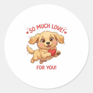 Illustratie van een schattige puppy met hart ronde sticker