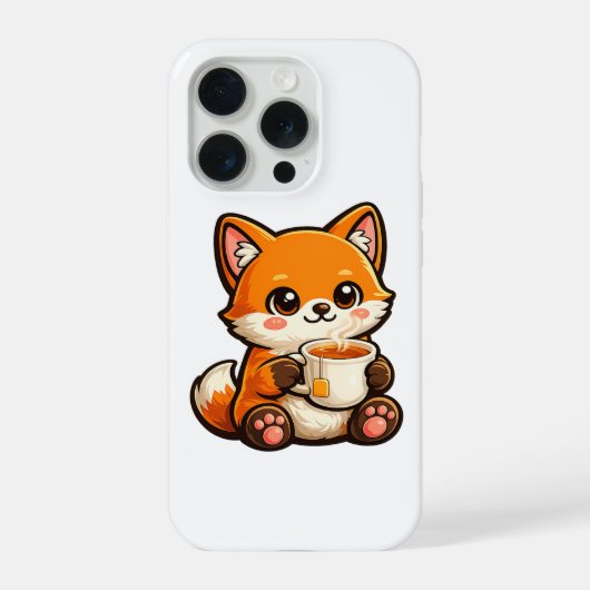Illustratie van een schattige theevos – Knus vos d iPhone Hoesje (Achterkant)