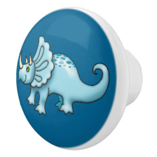 Illustratie van een schattige Triceratops-dinosaur Keramische Knop