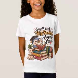 Illustratie van een schattige uil die boeken leest t-shirt