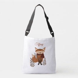 Illustratie van een schattige vos in de winter crossbody tas