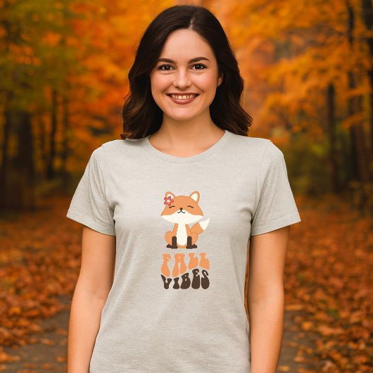 Illustratie van een schattige vos & Retro herfst-v Tri-Blend Shirt