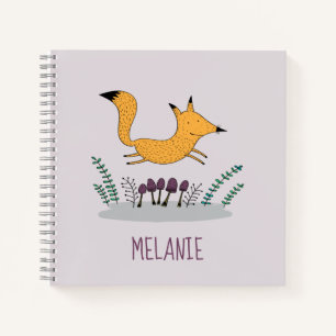 Illustratie van een schattige vos voor kinderen op notitieboek