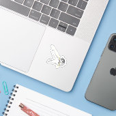 Illustratie van een schattige waterverfkat sticker (Laptop met iPhone)