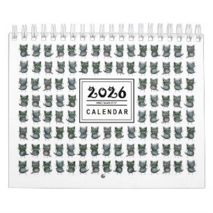 Illustratie van een schattige zwarte kat kalender