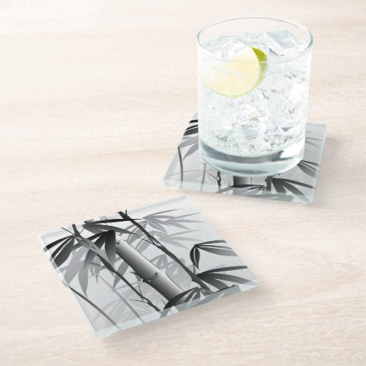 Illustratie van een schilderij met oosterse stijl glazen onderzetter (Schuin)