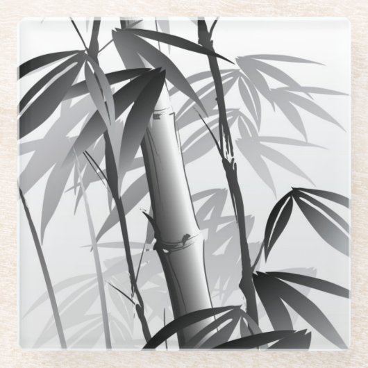 Illustratie van een schilderij met oosterse stijl glazen onderzetter (Voorkant)