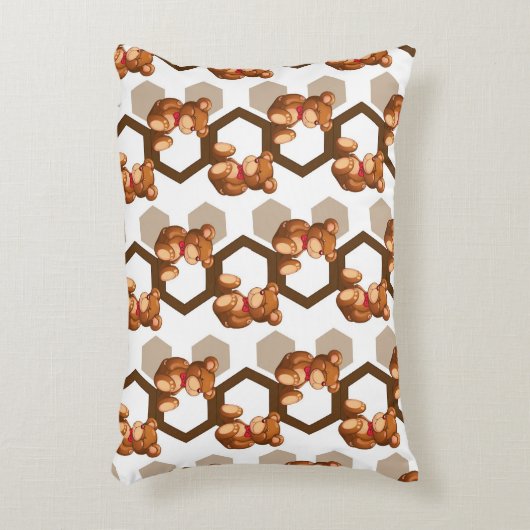 illustratie van een serie teddyberen op wit accent kussen (Voorkant(Verticaal))