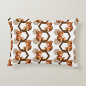 illustratie van een serie teddyberen op wit accent kussen (Achterkant)