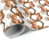 illustratie van een serie teddyberen op wit cadeaupapier (Rol Hoek)