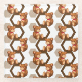 illustratie van een serie teddyberen op wit glazen onderzetter (Voorkant)