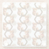 illustratie van een serie teddyberen op wit glazen onderzetter (Achterkant)