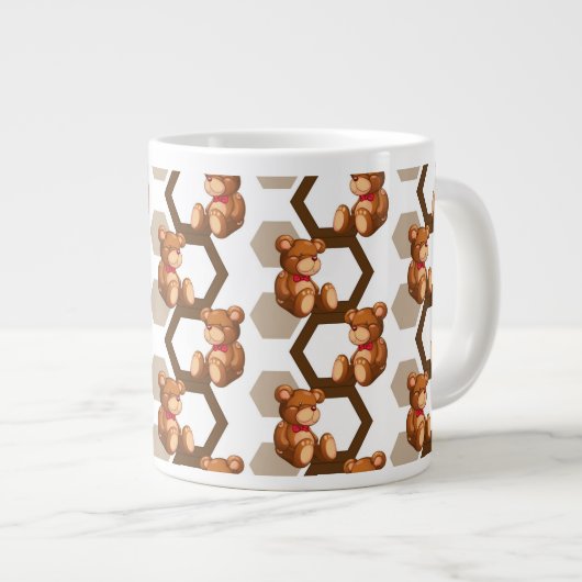 illustratie van een serie teddyberen op wit grote koffiekop (Voorkant rechts)