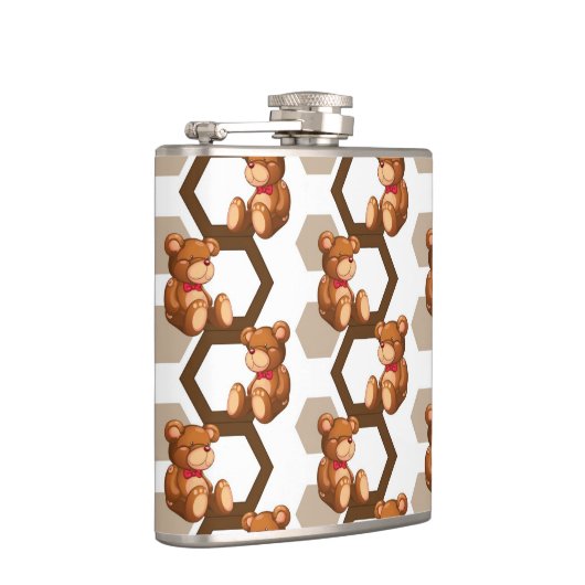 illustratie van een serie teddyberen op wit heupfles (Rechts)