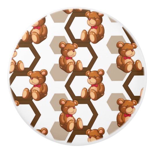 illustratie van een serie teddyberen op wit keramische knop (Voorkant)