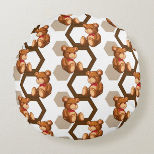 illustratie van een serie teddyberen op wit rond kussen