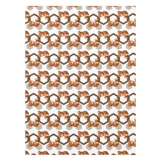 illustratie van een serie teddyberen op wit tafelkleed (Voorkant)