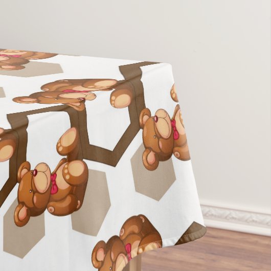 illustratie van een serie teddyberen op wit tafelkleed (Voorbeeld)