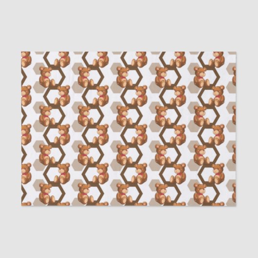 illustratie van een serie teddyberen op wit tissuepapier (Voorkant)