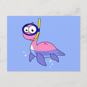 Illustratie van een snorkelend monster van Loch Ne Briefkaart