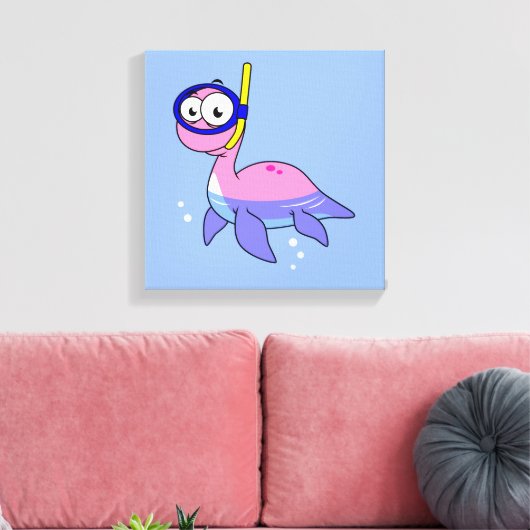 Illustratie van een snorkelend monster van Loch Ne Canvas Afdruk (Insitu (Woonkamer))